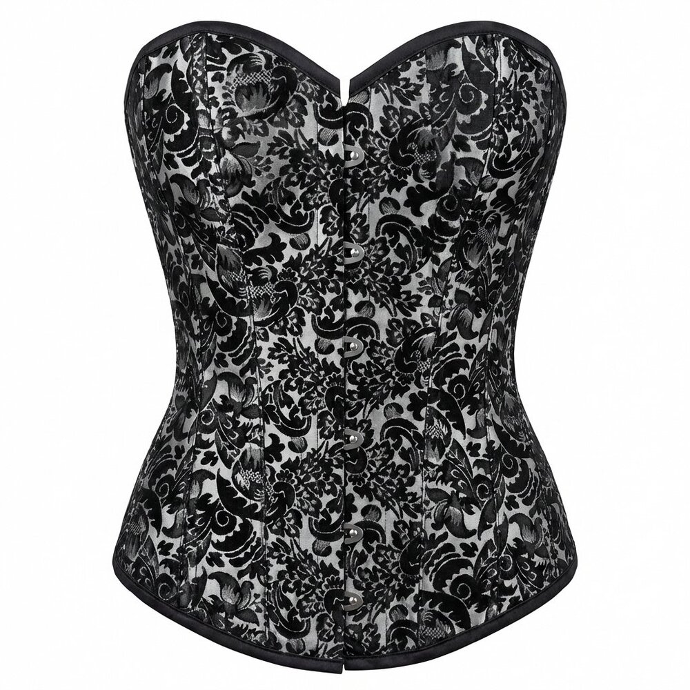 Black and Silver Brocade Corset